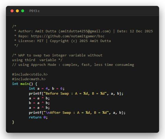 WAP to swap two integer variable without using third  variable